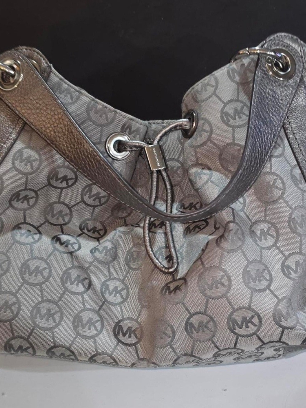 Michael Kors Silver Gray Logo Shoulder Bag